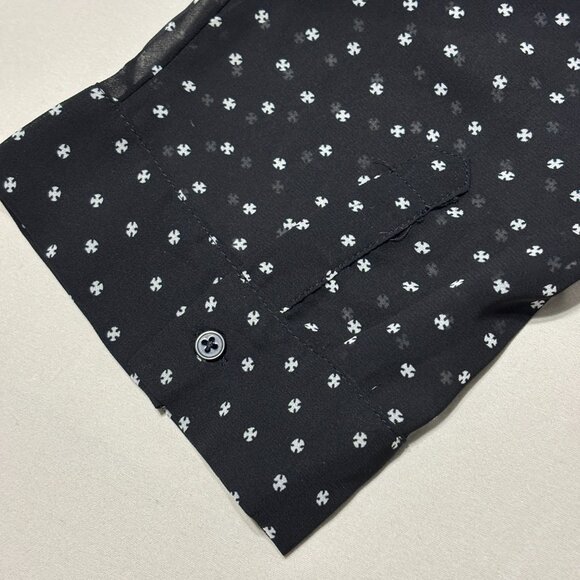 Old Navy Sheer Black Blouse Women’s XXL Long Sleeve Boho Peasant Top Ditsy Print - Picture 7 of 13